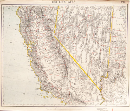 antique map of california nevada utah